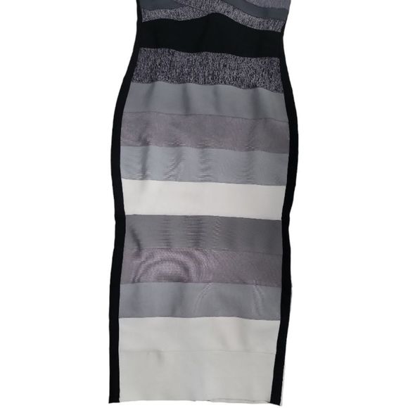 VENUS Gray Multi Gradient Ombre Bandage Color Block Midi Dress Size S - Picture 5 of 10